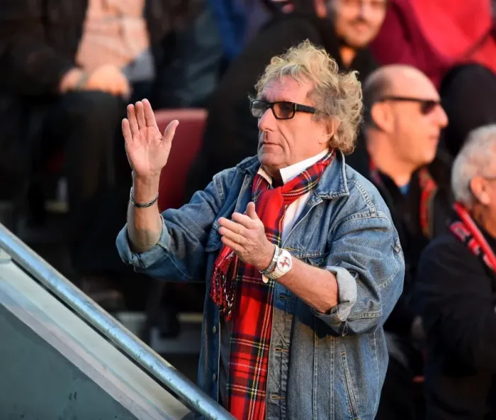Framed Print : Rod Stewart Waves to Fulham Fans at Ashton Gate Stadium during Bristol City vs Fulham Match Framed Print : Rod Stewart Waves to Fulham Fans at Ashton Gate Stadium during Bristol City vs Fulham Match