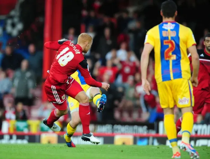 Framed Print : Ryan Taylor Scores Opening Goal: Bristol City vs. Crystal Palace, 2012 Championship Match, Ashton Gate Stadium Framed Print : Ryan Taylor Scores Opening Goal: Bristol City vs. Crystal Palace, 2012 Championship Match, Ashton Gate Stadium