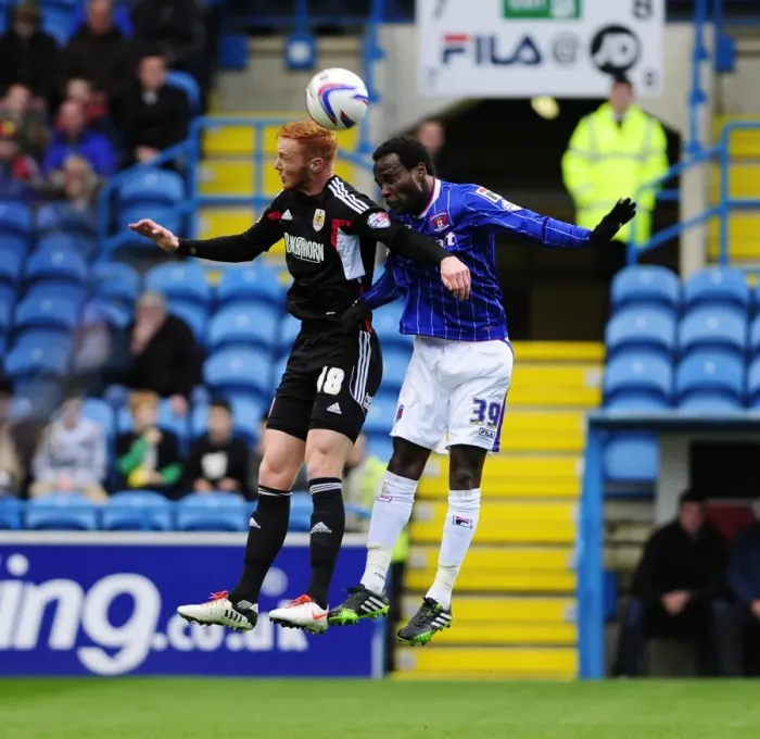 Framed Print : Ryan Taylor vs Pascal Chimbonda: Clash at the Brunton Park Header Framed Print : Ryan Taylor vs Pascal Chimbonda: Clash at the Brunton Park Header