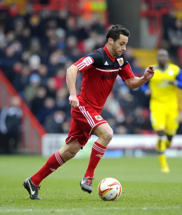 Framed Print : Sam Baldock in Action: Bristol City vs Sheffield Wednesday, April 2013