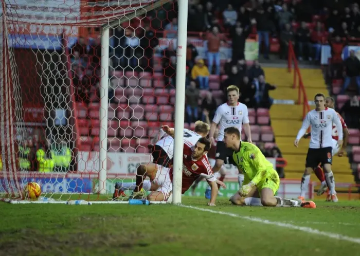 Framed Print : Sam Baldock Scores Dramatic Equalizer Against Former Team MK Dons in Bristol City's 2-2 Draw Framed Print : Sam Baldock Scores Dramatic Equalizer Against Former Team MK Dons in Bristol City's 2-2 Draw