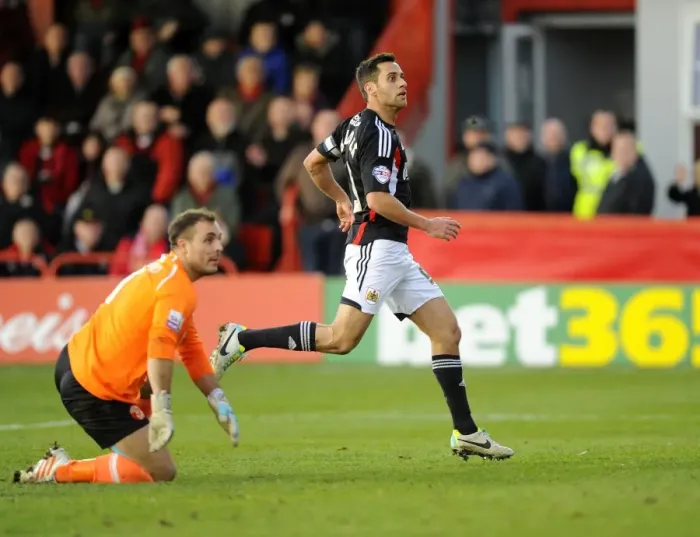 Framed Print : Sam Baldock Scores the Game-Winning Goal for Bristol City in FA Cup Second Round Against Tamworth Framed Print : Sam Baldock Scores the Game-Winning Goal for Bristol City in FA Cup Second Round Against Tamworth