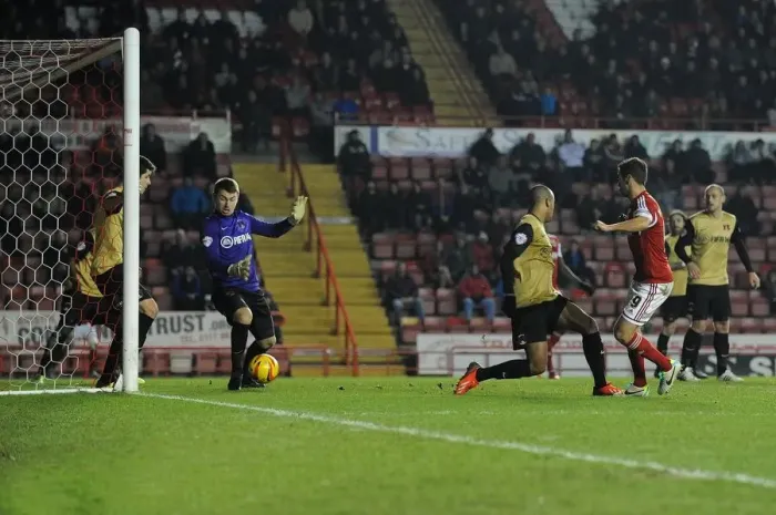 Framed Print : Sam Baldock Scores the Winning Goal for Bristol City Against Leyton Orient in Sky Bet League One (November 2013) Framed Print : Sam Baldock Scores the Winning Goal for Bristol City Against Leyton Orient in Sky Bet League One (November 2013)