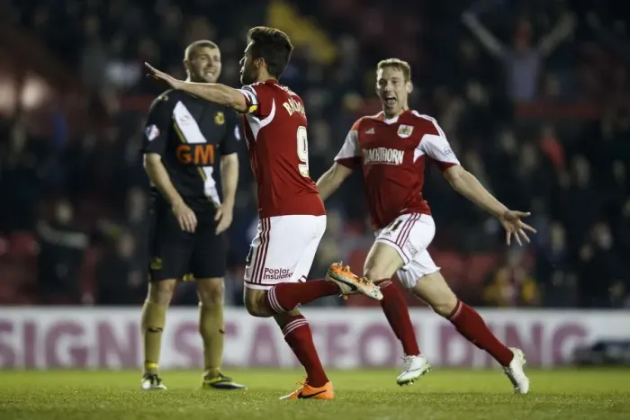 Framed Print : Sam Baldock's Hat-Trick: 3-0 Lead for Bristol City over Port Vale