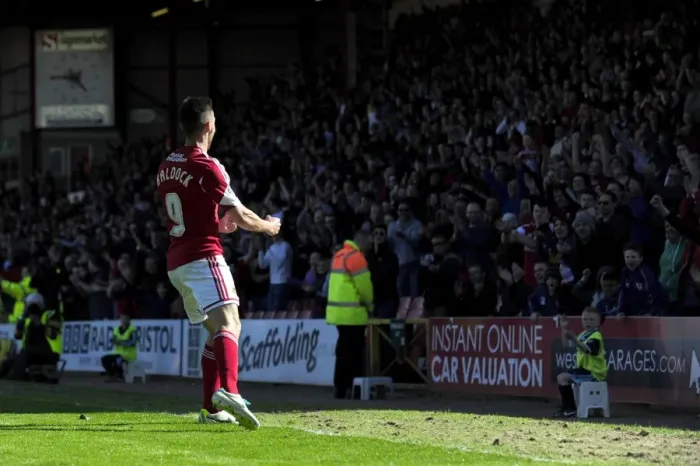 Framed Print : Sam Baldock's Thrilling Goal Celebration: Bristol City vs. Notts County (Sky Bet League One, 2014)