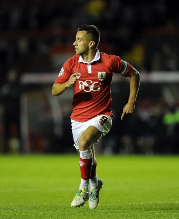 Framed Print : Sam Baldock's Thrilling Goal: A Stunning Moment for Bristol City Against Leyton Orient (August 2014)