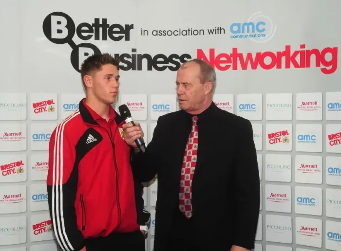 Framed Print : Behind the Scenes: Wes Burns Interview with Paul Cheesley at Ashton Gate before Bristol City vs Huddersfield Town, 2013