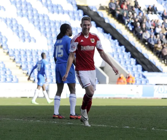 Framed Print : Scott Wagstaff's Euphoric Goal Celebration: A Standout Moment in Colchester United vs. Bristol City (2014)