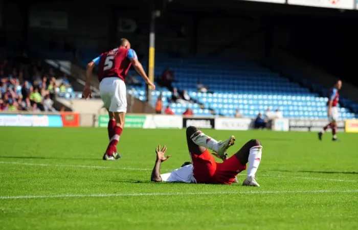 Framed Print : Scunthorpe United vs. Bristol City: Albert Adomah's Injury Marrs Championship Clash (September 11, 2010) Framed Print : Scunthorpe United vs. Bristol City: Albert Adomah's Injury Marrs Championship Clash (September 11, 2010)