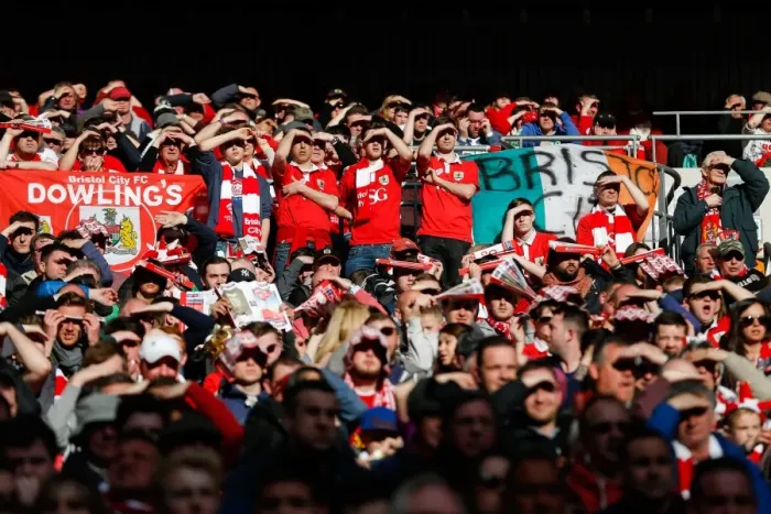Framed Print : Sea of Celebration: Thrilling Victory of Bristol City FC Fans at Wembley Stadium Framed Print : Sea of Celebration: Thrilling Victory of Bristol City FC Fans at Wembley Stadium