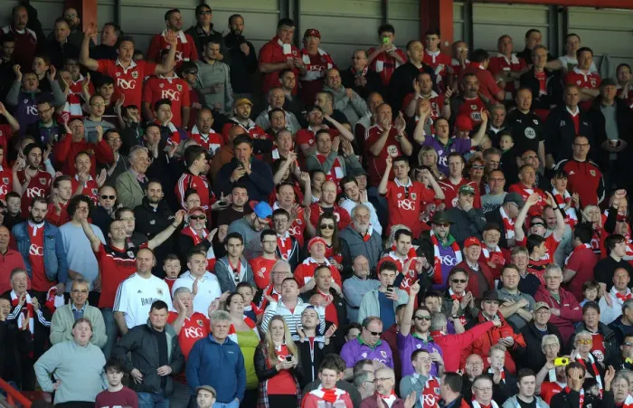 Framed Print : Sea of Passion: A Sea of Bristol City Fans at Ashton Gate (April 2015)