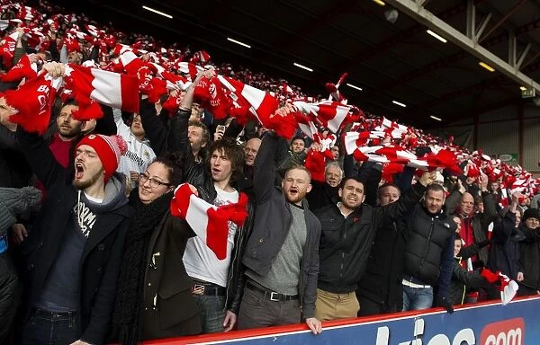Sea of Scarves: Unified Bristol City Fans in Red and White at Ashton Gate, FA Cup Fourth Round vs. West Ham United (January 2015)