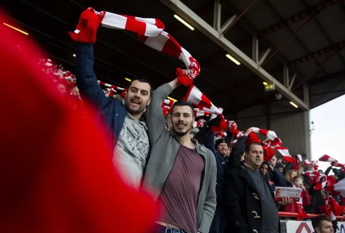 Framed Print : Sea of Scarves: United Bristol City Fans at Ashton Gate, FA Cup Fourth Round Framed Print : Sea of Scarves: United Bristol City Fans at Ashton Gate, FA Cup Fourth Round