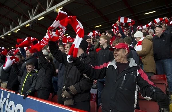 Sea of Scarves: United Bristol City Fans in Red and White, FA Cup Fourth Round vs West Ham United (January 2015)
