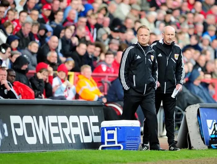 Framed Print : Sean O'Driscoll and Richard Kelly of Bristol City Watch Charlton Athletic Match, May 2013 Framed Print : Sean O'Driscoll and Richard Kelly of Bristol City Watch Charlton Athletic Match, May 2013