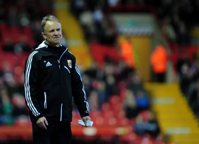 Framed Print : Sean O'Driscoll's Frustration: Bristol City vs Birmingham City, 16th April 2013