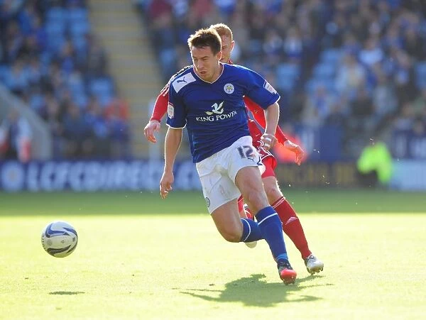 Sean St Ledger Injured in Intense Battle with Ryan Taylor during Leicester City vs. Bristol City Championship Match, October 2012