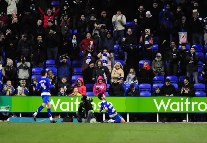 Framed Print : Shane Long's Goal Celebration: Reading vs. Bristol City, Championship Match, 26 / 12 / 2010