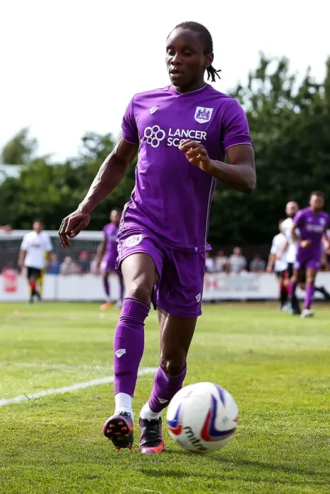 Framed Print : Shawn McCoulsky in Action: Bristol City's Pre-season Friendly vs. Bristol Manor Farm at The Creek, 2017