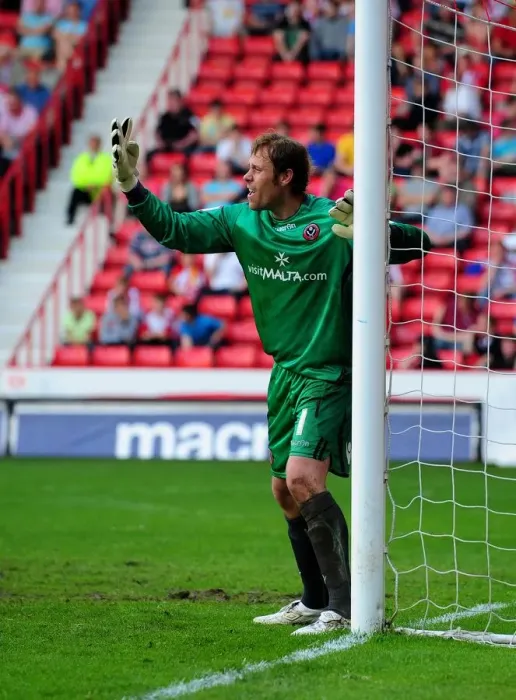 Framed Print : Sheffield United's Steve Simonsen Saves for Championship Win vs. Bristol City (23 / 04 / 2011)