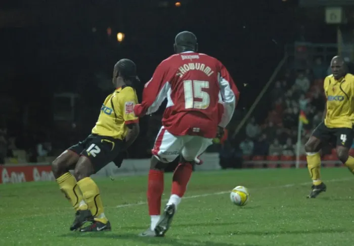 Framed Print : Showunmi in Action: Watford vs. Bristol City Framed Print : Showunmi in Action: Watford vs. Bristol City