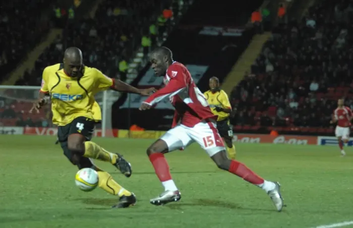 Framed Print : Showunmi in Action: Watford vs. Bristol City Framed Print : Showunmi in Action: Watford vs. Bristol City