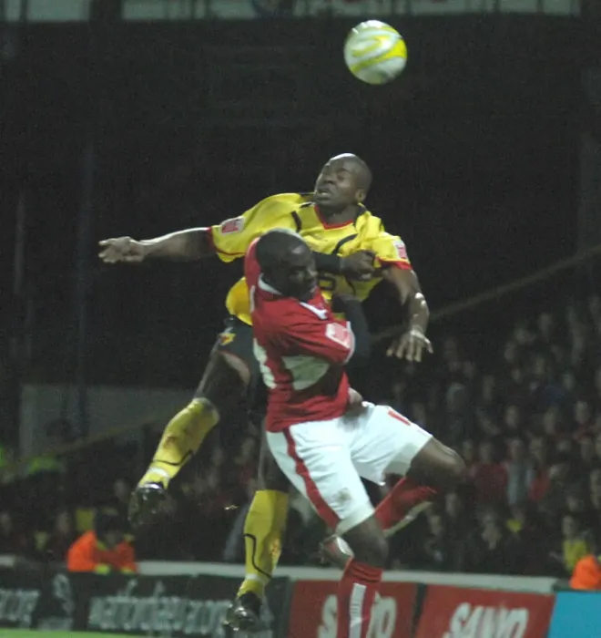 Framed Print : Showunmi in Action: Watford vs. Bristol City Framed Print : Showunmi in Action: Watford vs. Bristol City