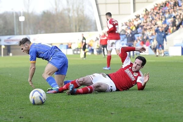 Shrewsbury Town's Jon Taylor Fouls Greg Cunningham in Shrewsbury Town v Bristol City Football Match, Sky Bet League One