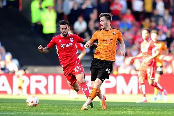 Sky Bet Championship: Lee Evans in Action for Wolverhampton Wanderers against Bristol City at Ashton Gate