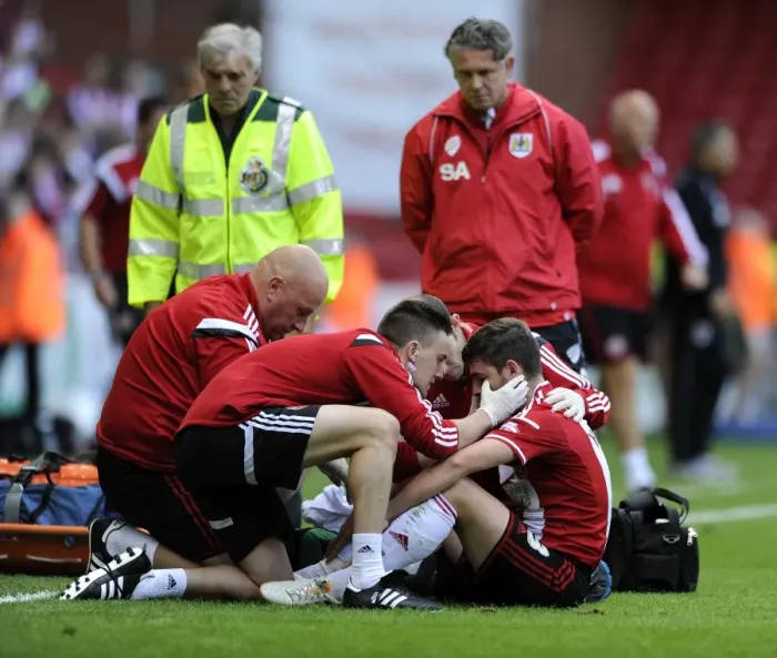 Framed Print : Sky Bet League One: Injured Robert Harris Receives On-Pitch Treatment in Sheffield United vs. Bristol City Opener Framed Print : Sky Bet League One: Injured Robert Harris Receives On-Pitch Treatment in Sheffield United vs. Bristol City Opener