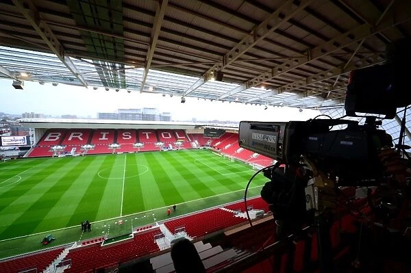 Sky Sports Cameras Set Up Ahead of Bristol City vs Huddersfield Town Championship Match, Ashton Gate Stadium
