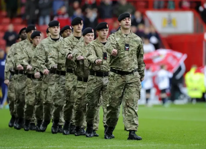 Framed Print : Soldiers Lead Bristol City Out in FA Cup Match against Dagenham and Redbridge Framed Print : Soldiers Lead Bristol City Out in FA Cup Match against Dagenham and Redbridge