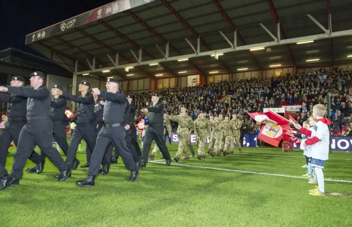 Framed Print : Soldiers Parade Before Bristol City vs. Brighton and Hove Albion Championship Match, 2016 Framed Print : Soldiers Parade Before Bristol City vs. Brighton and Hove Albion Championship Match, 2016