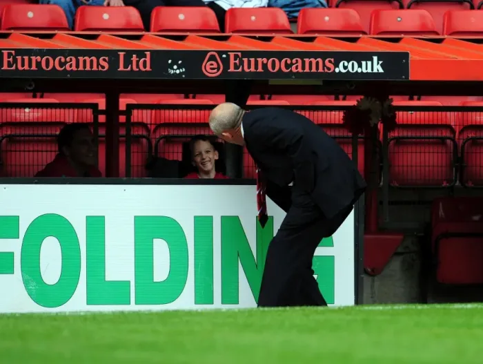 Framed Print : Steve Coppell Greets Fans at Ashton Gate: Bristol City vs Blackpool, 2010 (Championship Football Match) Framed Print : Steve Coppell Greets Fans at Ashton Gate: Bristol City vs Blackpool, 2010 (Championship Football Match)