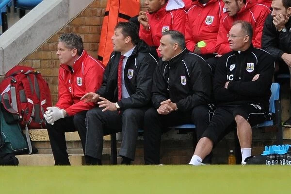 Steve Cotterill in Action: Bristol City Manager Shouts Instructions during FA Cup Match vs. Gillingham