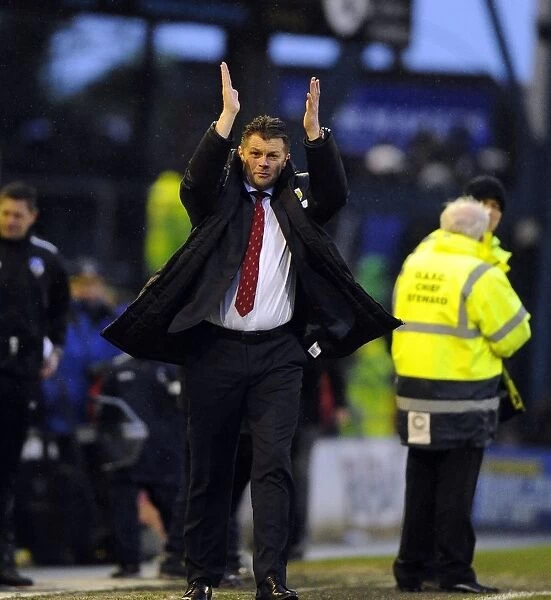 Steve Cotterill Appreciates Bristol City Fans at Oldham Athletic Game, February 8, 2014