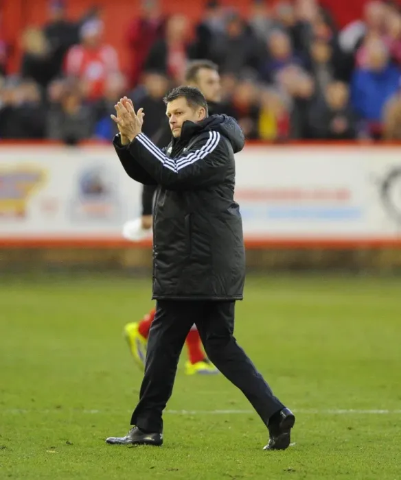Framed Print : Steve Cotterill Appreciates Bristol City Fans after FA Cup Victory over Tamworth Framed Print : Steve Cotterill Appreciates Bristol City Fans after FA Cup Victory over Tamworth