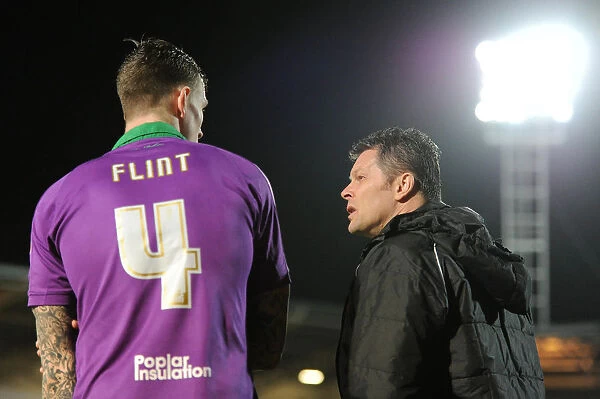 Steve Cotterill Conferencing with Aden Flint during Doncaster Rovers vs. Bristol City, Sky Bet League One (February 24, 2015)