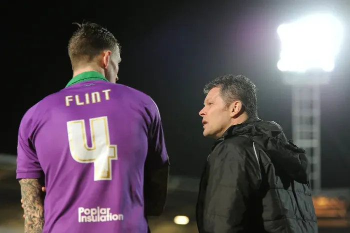 Framed Print : Steve Cotterill Conferencing with Aden Flint during Doncaster Rovers vs. Bristol City, Sky Bet League One (February 24, 2015)