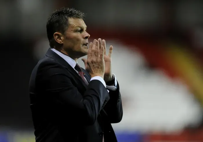 Framed Print : Steve Cotterill Gives Directions to Bristol City Players during Johnstone's Paint Trophy Match against AFC Wimbledon