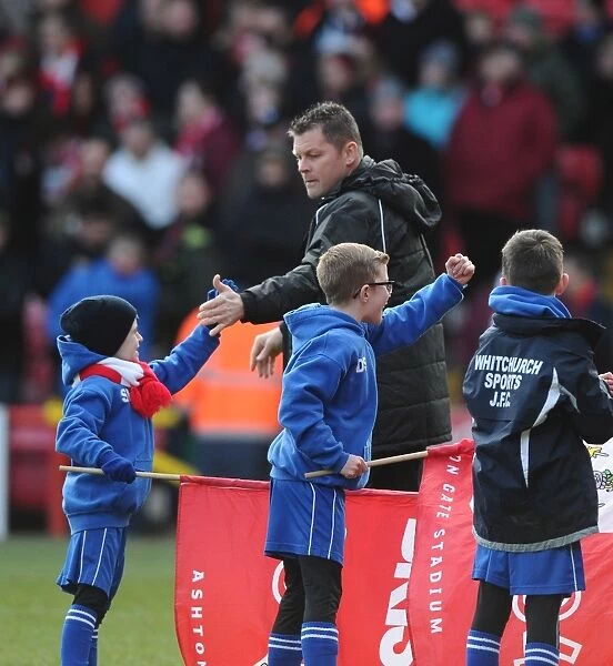Steve Cotterill Greets Flag Bearers Before Bristol City vs Fleetwood Town Match, Sky Bet League One, Ashton Gate
