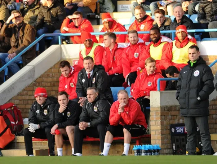 Framed Print : Steve Cotterill Leads Bristol City Against Gillingham in Sky Bet League One Clash at Priestfield Stadium (December 2014)