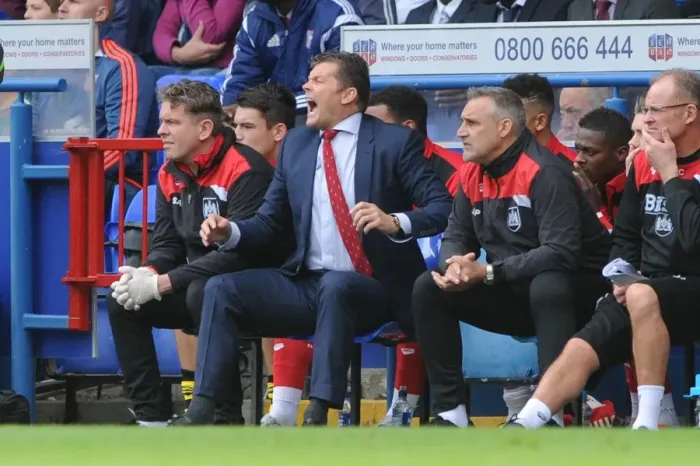 Framed Print : Steve Cotterill Leads Bristol City at Portman Road Against Ipswich Town, Sky Bet Championship (September 2015)