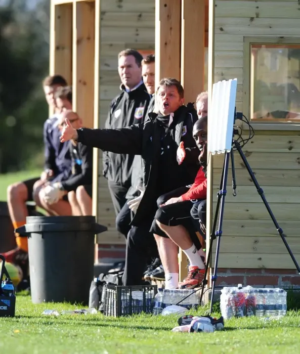 Framed Print : Steve Cotterill Leads Training Session at Bristol City: Youth Development League Match vs. Colchester