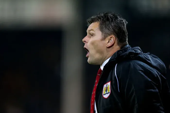 Framed Print : Steve Cotterill Watches as Peterborough United Takes on Bristol City, 181114