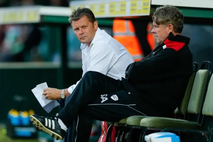 Framed Print : Steve Cotterill Watches from the Sidelines: Bristol City vs Yeovil Town, 2015
