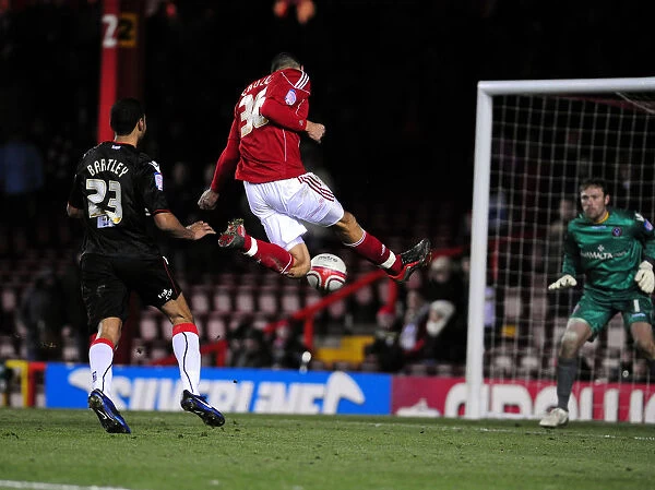 Steven Caulker's Thwarted Goal: A Near Miss for Bristol City Against Sheffield United - Championship Football Match, 27th November 2010