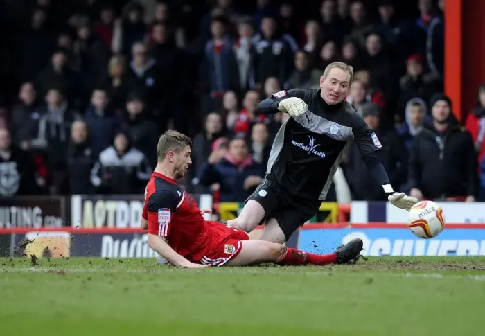 Framed Print : Steven Davies Last-Minute Goal Attempt: Inches Away from Glory for Bristol City vs. Sheffield Wednesday (April 2013) Framed Print : Steven Davies Last-Minute Goal Attempt: Inches Away from Glory for Bristol City vs. Sheffield Wednesday (April 2013)