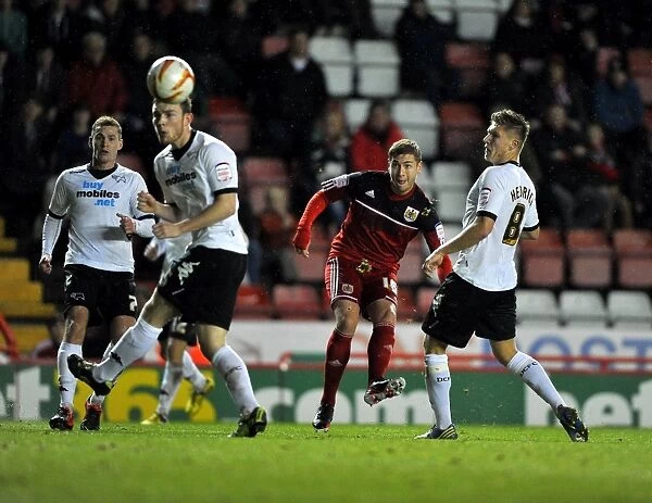 Steven Davies Thunders in Goal: Bristol City vs Derby County Football Match, Championship 2012