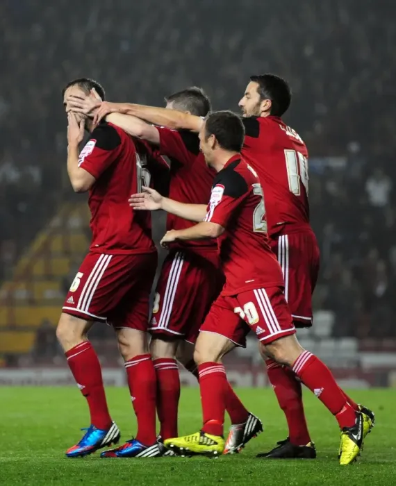 Framed Print : Steven Davies's Stunning Goal: A Moment to Remember in Bristol City's Championship Battle vs. Burnley (October 2012)